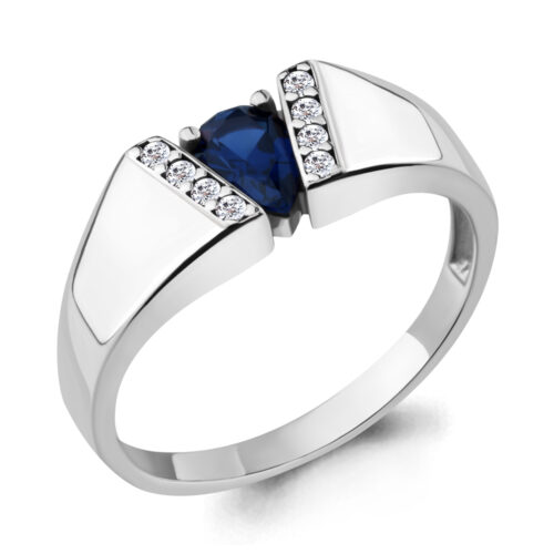 Серебро 925 Кольцо Р.18.5 Вес 2.32 Аквамарин