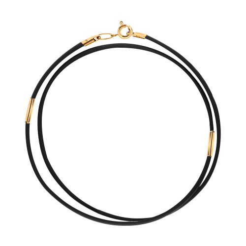 Каучуковый шнурок с золотой застёжкой 585 пробы