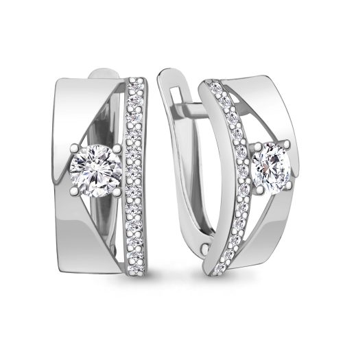 Серебряные серьги 925 пробы с фианитами