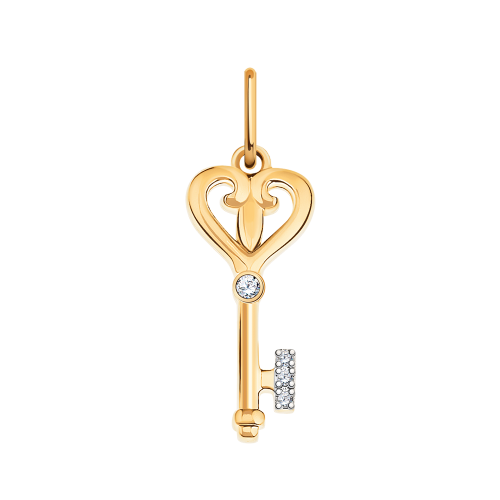 Золотая подвеска 585 пробы с фианитами