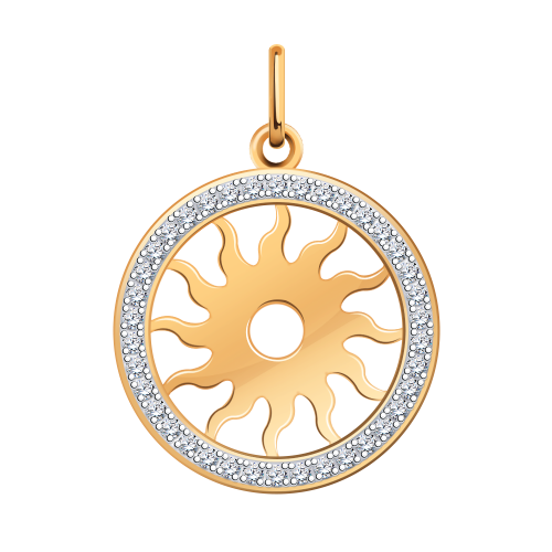 Золотая подвеска 585 пробы с фианитами