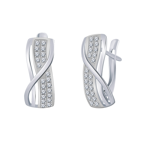 Серебряные серьги 925 пробы с фианитами