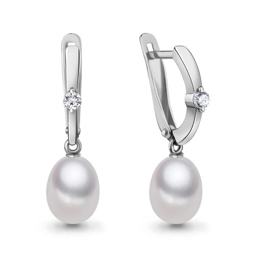 Серебряные серьги 925 пробы с жемчугом