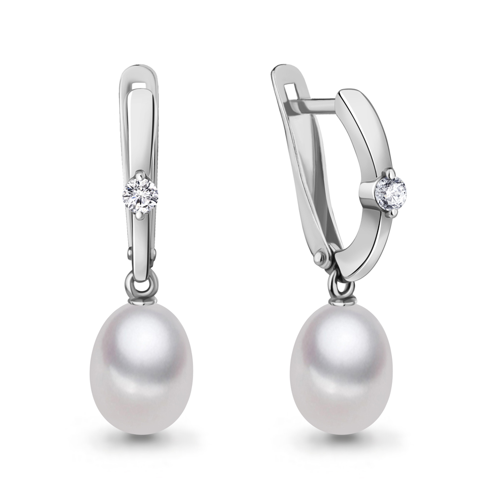 Серебряные серьги 925 пробы с жемчугом
