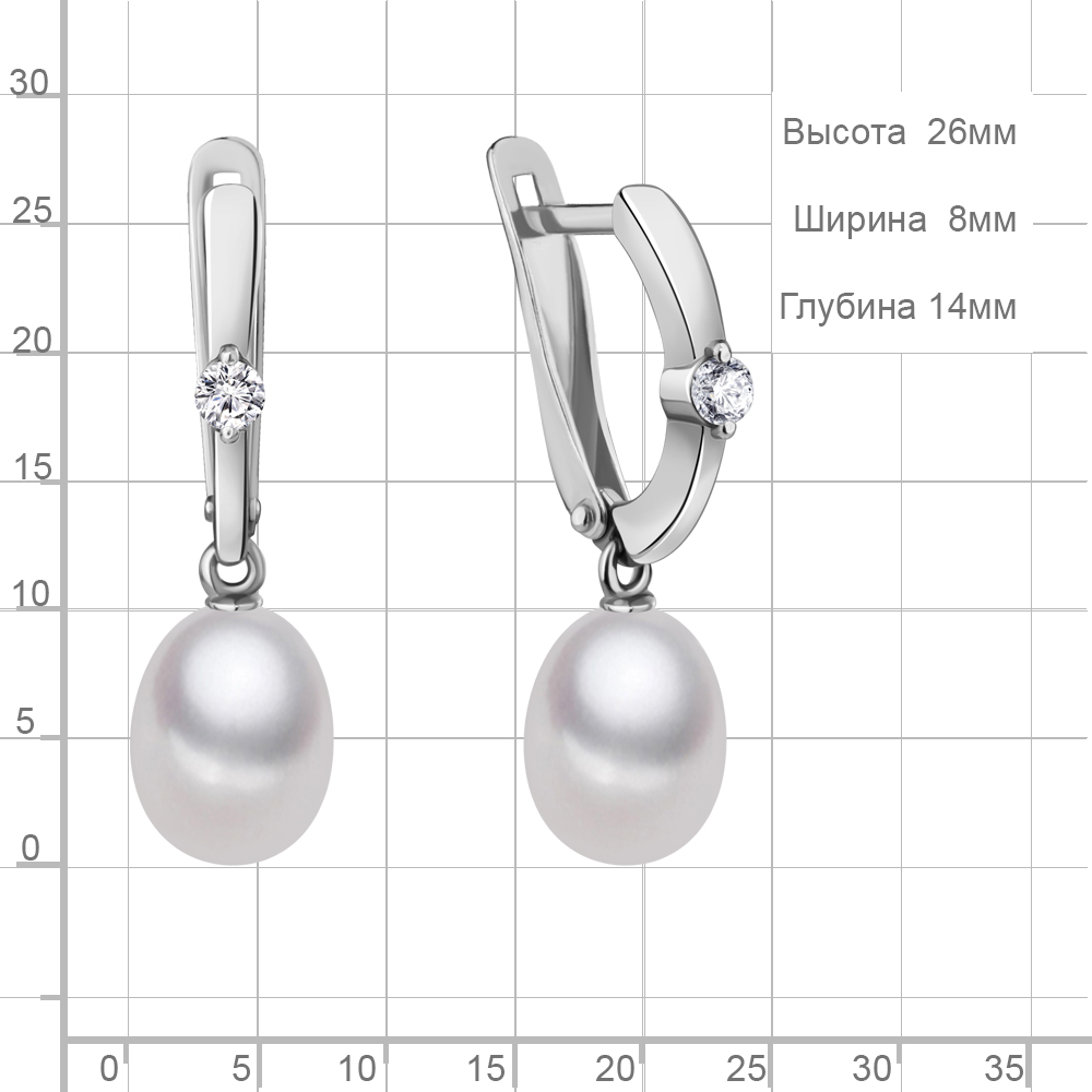 Серебряные серьги 925 пробы с жемчугом