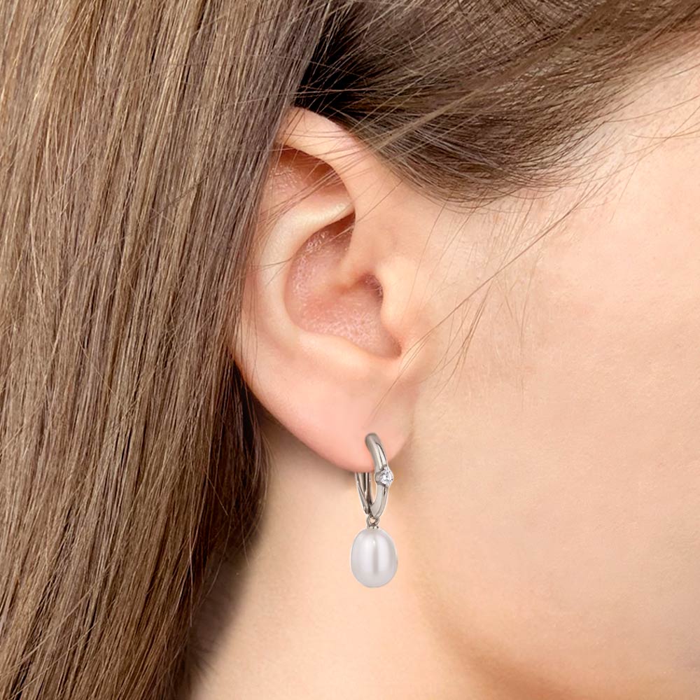 Серебряные серьги 925 пробы с жемчугом