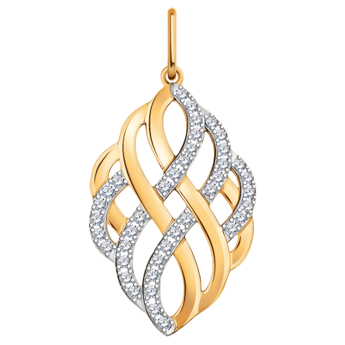 Золотая подвеска 585 пробы с фианитами