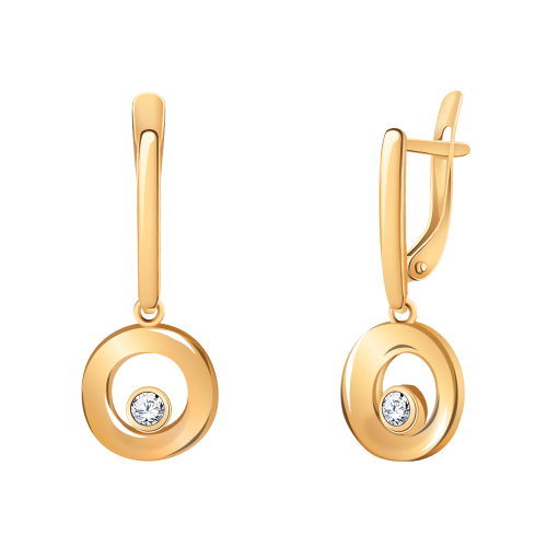 Золотые серьги 585 пробы с фианитами