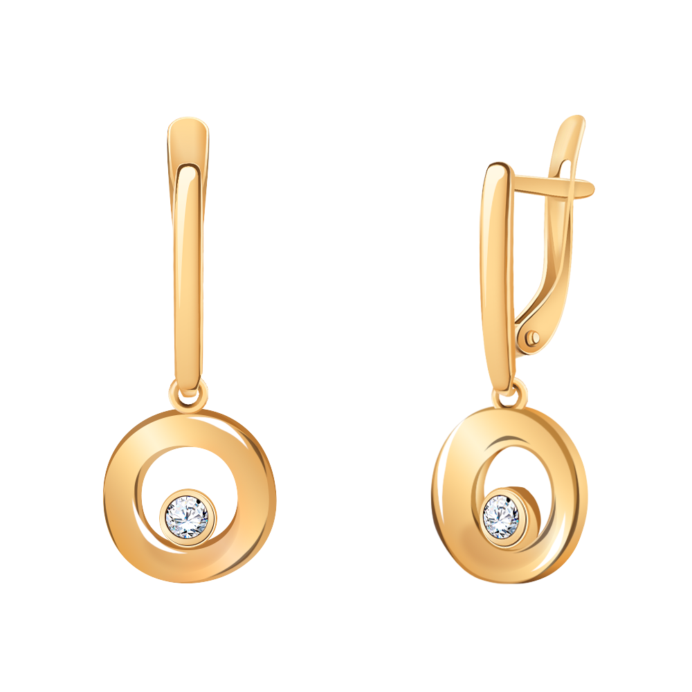 Золотые серьги 585 пробы с фианитами