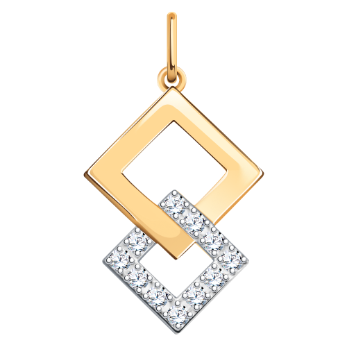 Золотая подвеска 585 пробы с фианитами