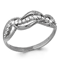 Серебряное кольцо 925 пробы с фианитами