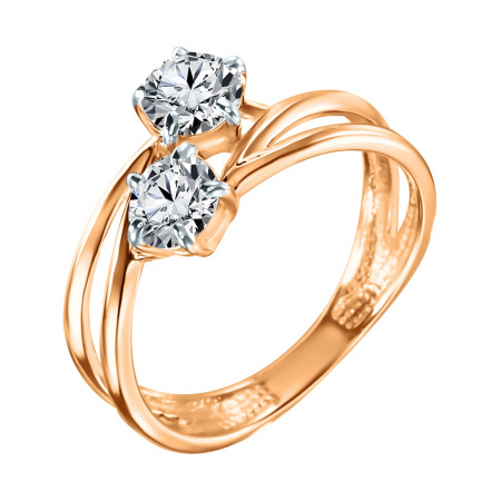 Золотое кольцо 585 пробы с фианитами