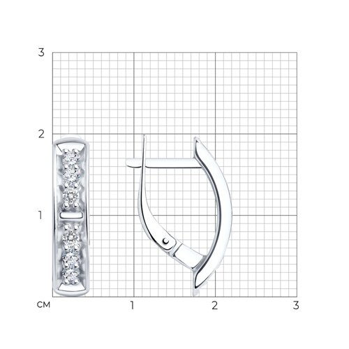 Серебро 925 Серьги Вес 3.13 DIAMANT