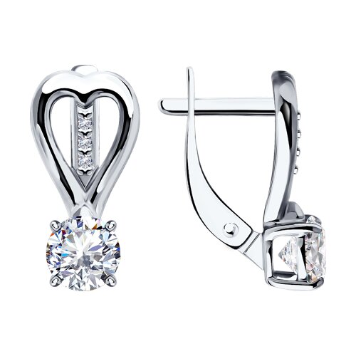 Серебро 925 Серьги Вес 3.10 DIAMANT