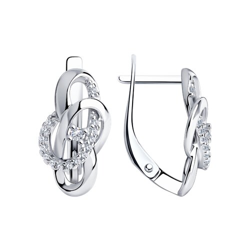 Серебро 925 Серьги Вес 2.86 DIAMANT