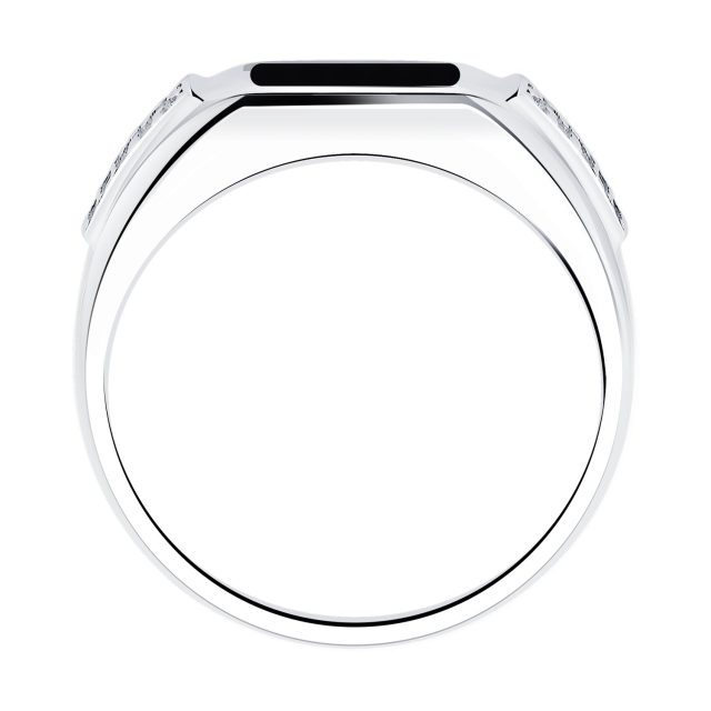 Серебряное кольцо 925 пробы с эмалью и фианитами