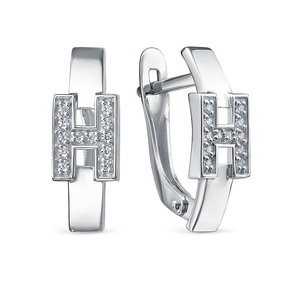 Серебряные серьги 925 пробы с фианитами