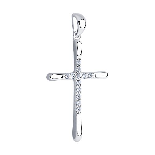 Серебряный крест 925 пробы с фианитом