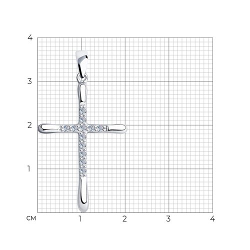 Серебряный крест 925 пробы с фианитом