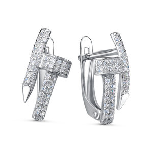 Серебряные серьги 925 пробы с фианитами