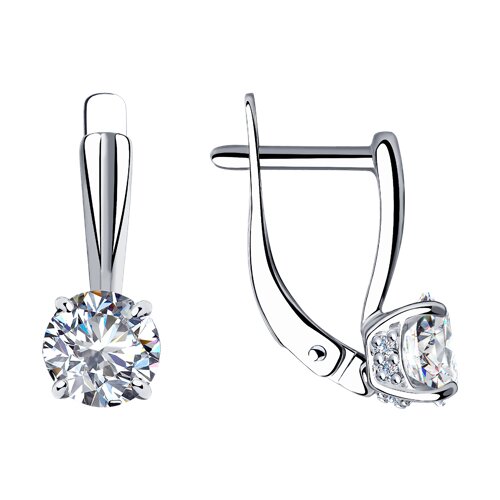 Серебряные серьги 925 пробы с фианитом