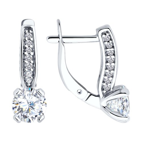 Серебряные серьги 925 пробы с фианитами