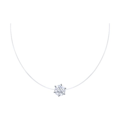 Серебряное колье 925 пробы на леске с фианитом