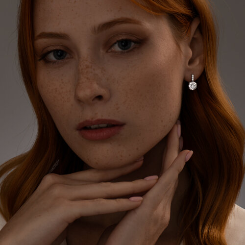 Серебряные серьги 925 пробы с фианитами