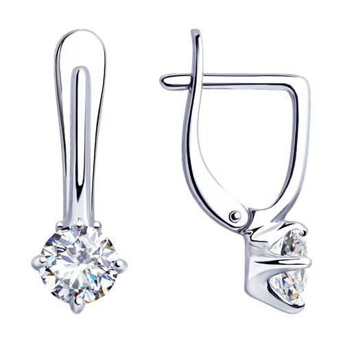 Серебряные серьги 925 пробы с фианитом