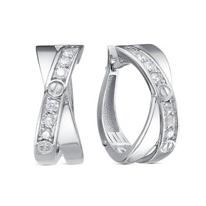 Серебряные серьги 925 пробы с фианитами