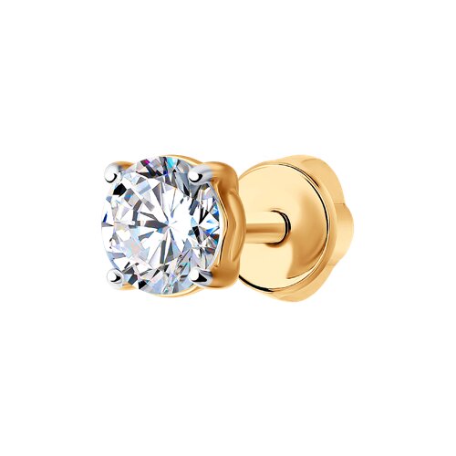 Золотая серьга 585 пробы с фианитом