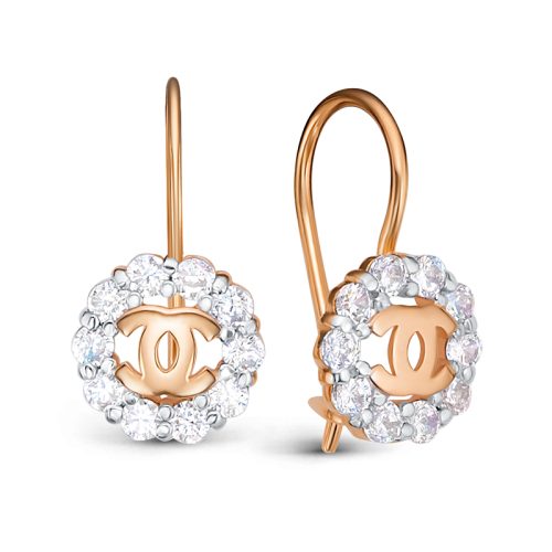 Золотые детские серьги 585 пробы с фианитами