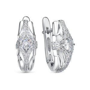 Серебряные серьги 925 пробы с фианитами