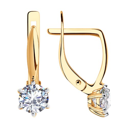 Золотые серьги 585 пробы с фианитом