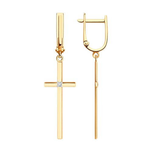 Золотые серьги 585 пробы с фианитом