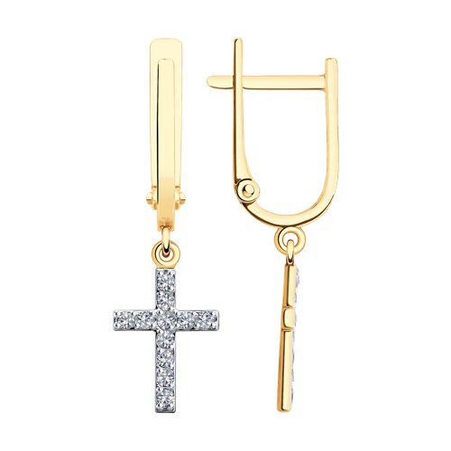 Золотые серьги 585 пробы с фианитами