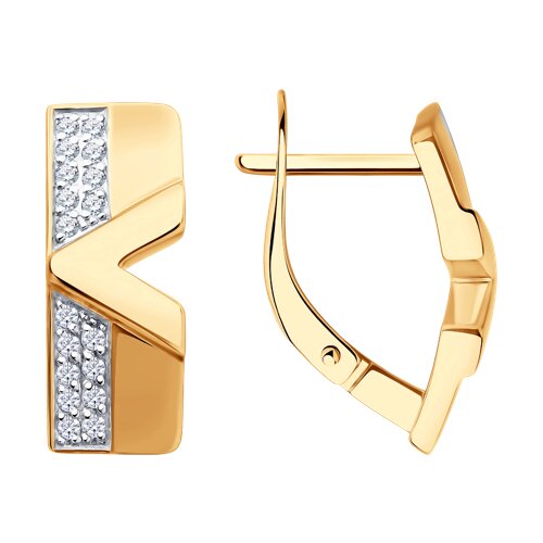 Золотые серьги 585 пробы с фианитами