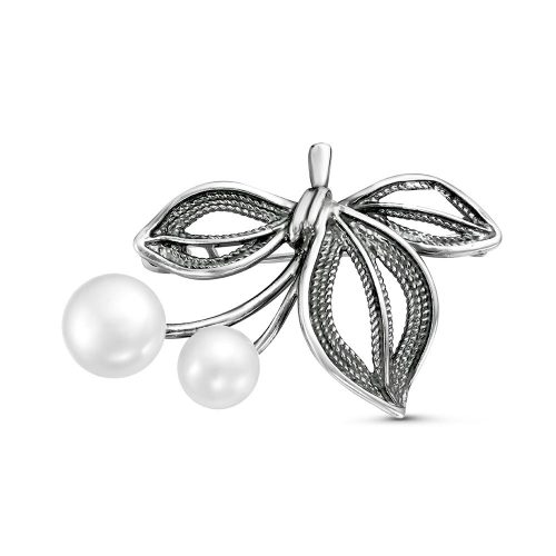 Серебряная брошь 925 пробы с жемчугом