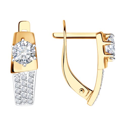 Золотые серьги 585 пробы с фианитами