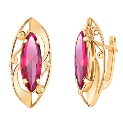 Золотые серьги 585 пробы с фианитами