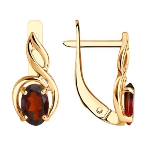 Золотые серьги 585 пробы с гранатами