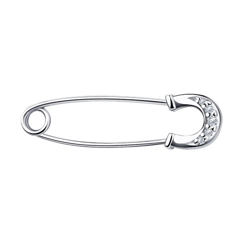 Серебряная булавка 925 пробы с фианитом
