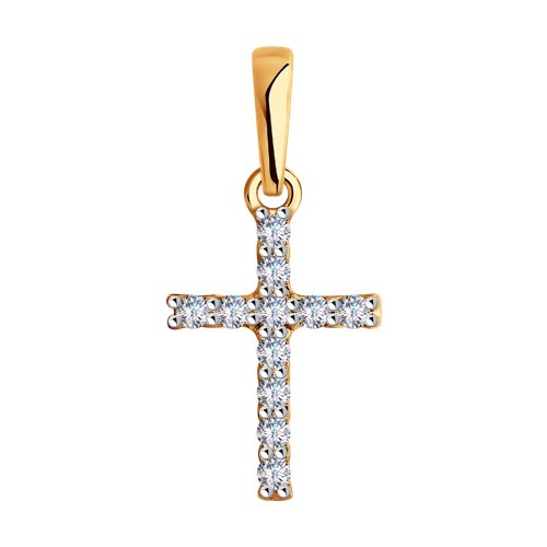 Золотая подвеска 585 пробы с фианитами