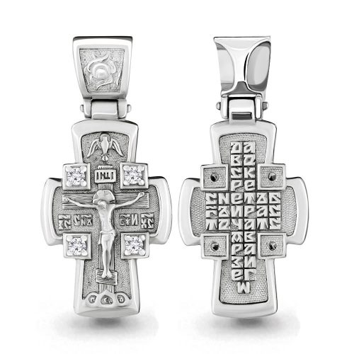 Серебряный крест 925 пробы с фианитами