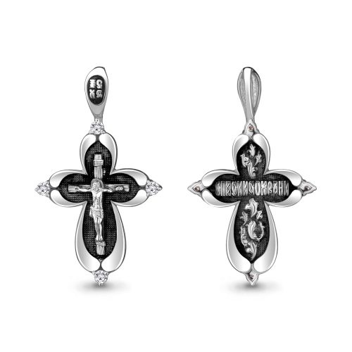 Серебряный крест 925 пробы с фианитами