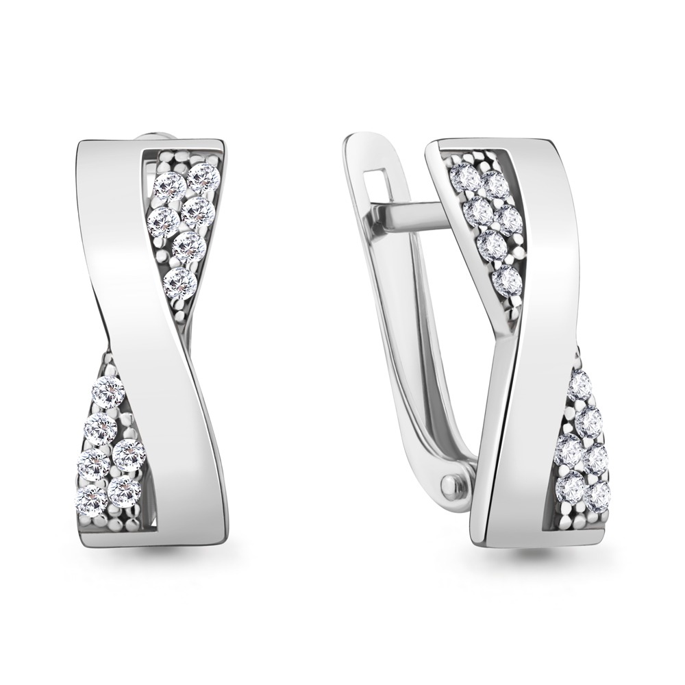 Серебряные серьги 925 пробы с фианитами