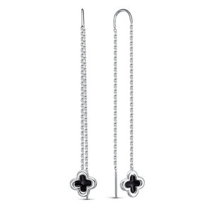 Серебряные серьги-продевки 925 пробы с эмалью