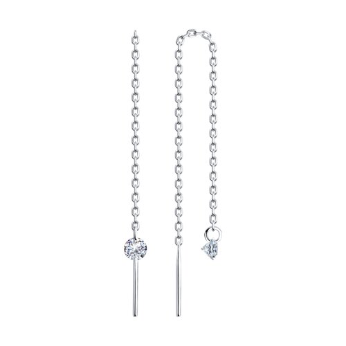 Серебряные серьги-продевки 925 пробы с фианитом