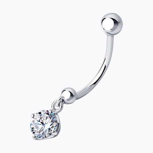 Серебряный пирсинг 925 пробы с фианитом