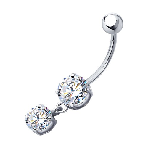 Серебряный пирсинг 925 пробы с фианитами